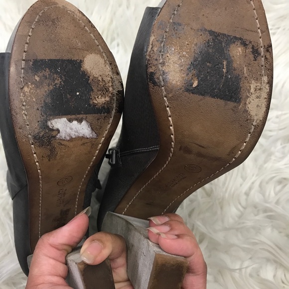 Allsaints grey peep toe leather booties Euro 39 - Picture 7 of 8